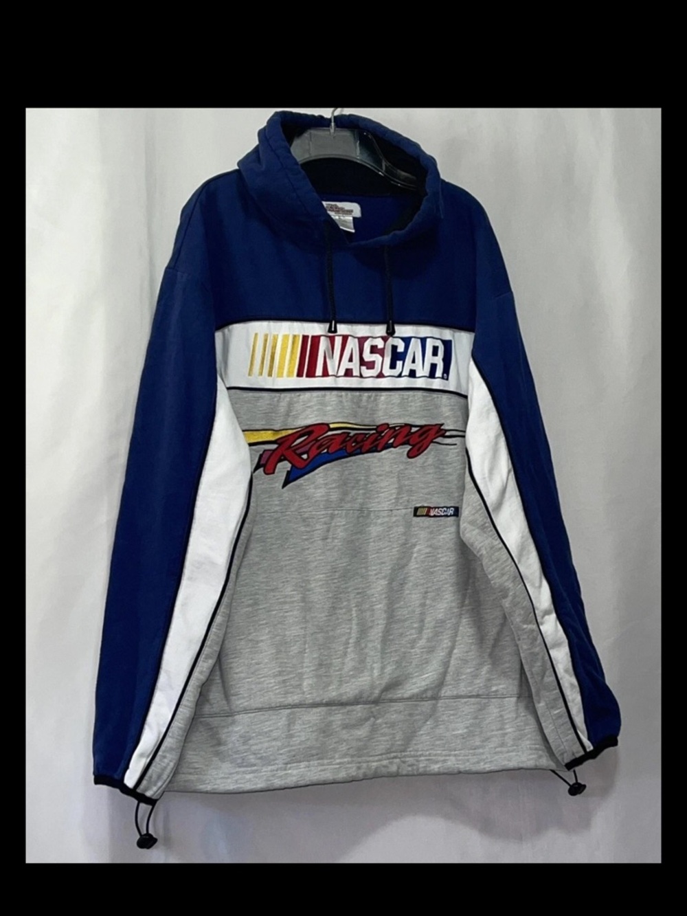 Nascar Blue White Gray Racing Pullover Hoodie